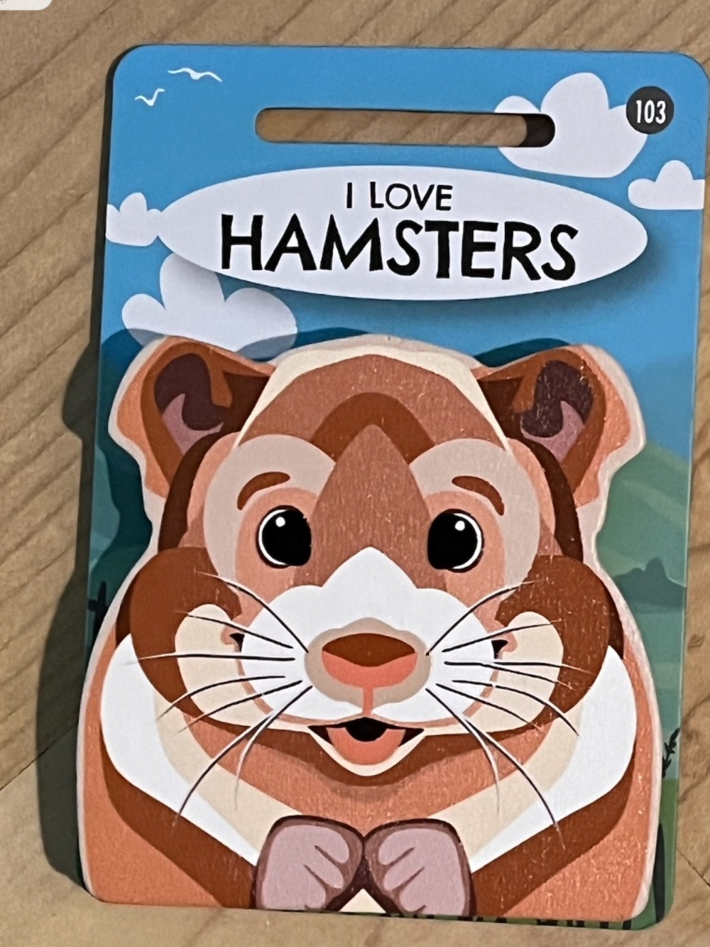 Pet & Critter "I LOVE HAMSTERS" Wooden Bag Clip,Fridge Magnet NWT